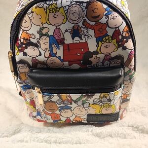 Peanuts Kids Backpack - Black and Multicolor Cartoon Design